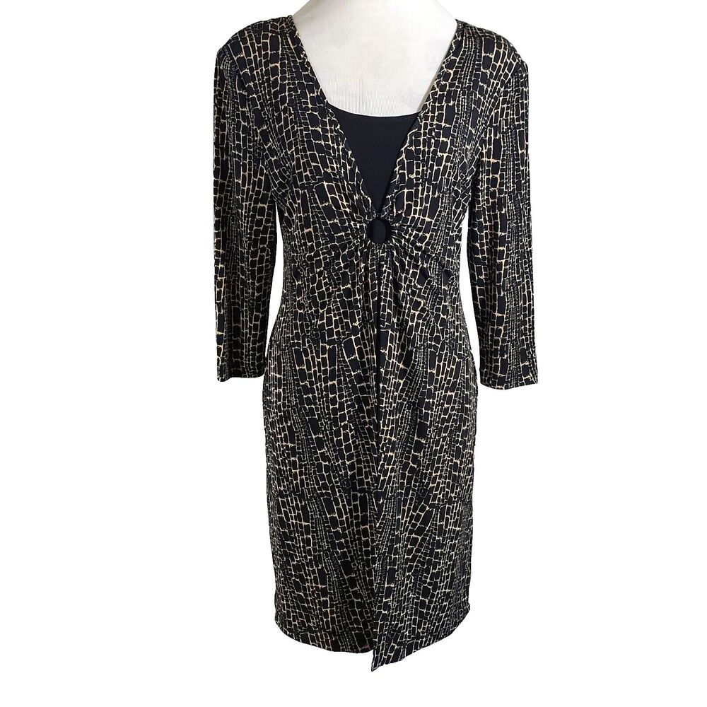 🌺 GNW Black & Cream Patterned Mini Dress size 10